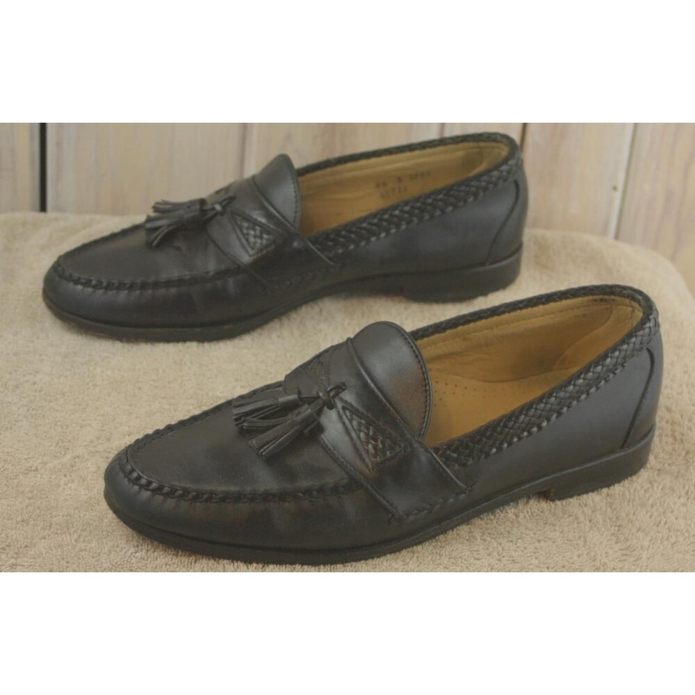 Allen Edmonds MAXFIELD 47711 Black Tassel Loafer w/ Braided Leather Size 9.5 B